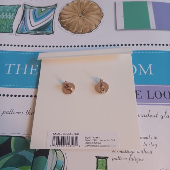 NWT Tory Burch Small Logo Stud Earrings - Picture 3 of 3